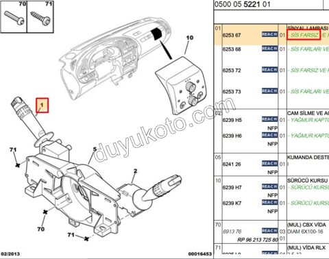 Far Sinyal Kumanda Kolu Sissiz Kornalı P406 XS1