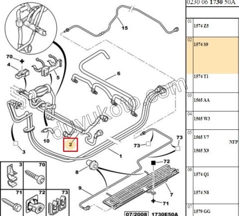 Enjektör Hortum Takımı Hava Alma Elcikli 1.4HDİ Euro4 02/11 C31