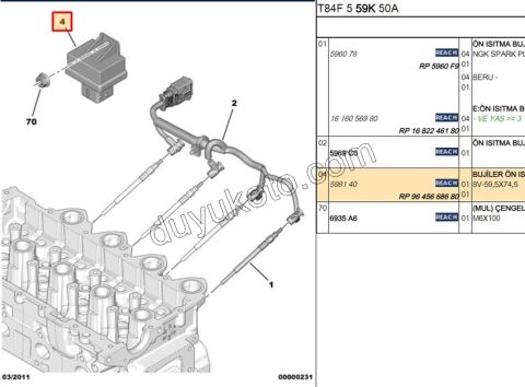 ROLE KIZDIRMA 1.4HDİ/1.6HDİ Euro4 1.9D, 1998/2003 DW10 8V DW12