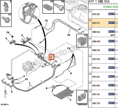 Enjektör Hortum Takımı Hava Alma Elcikli 1.4HDİ Euro4 02/11 P206 P206+ P207 PBP