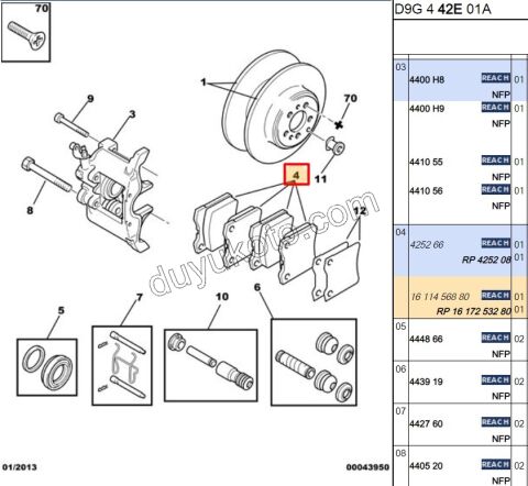 Fren Balatası Arka Tk P406 P607