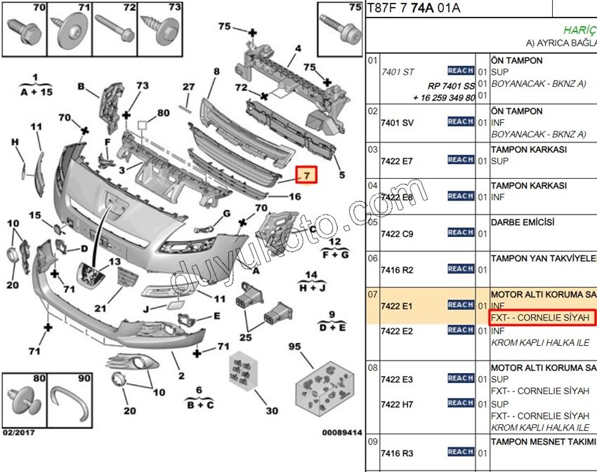 Ön Tampon Izgarası Orta P50081 SIYAH
