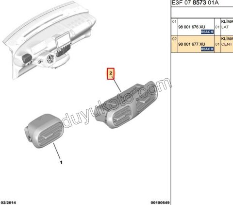 Kalorifer Hava Izgarası Orta Konsol Çiftli C4 CCT