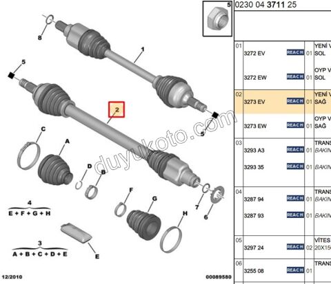 Aks Mili Sağ C31 TU3JP BVA OTOM