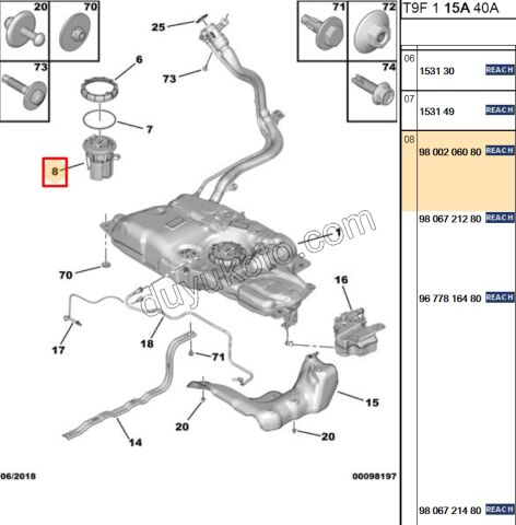 Yakıt Pompa ve Şamandırası (Komple) P3082 1.6HDİ Euro5 DV6D