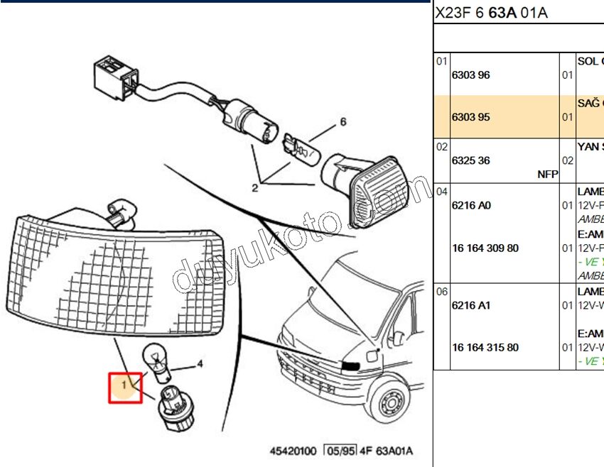 Peugeot Boxer Citroen Jumper Fiat Ducato Sinyal Ön Sağ 1990/2003