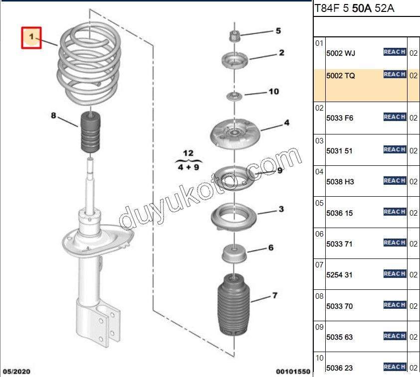 Ön Helezon P3081 P30081 P50081 1.6HDİ Euro6