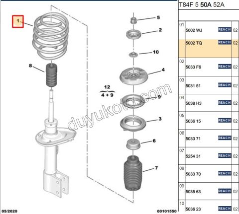 Ön Helezon P3081 P30081 P50081 1.6HDİ Euro6