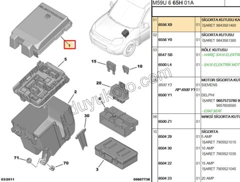 Sigorta Kutusu Kapağı Üst PRT2