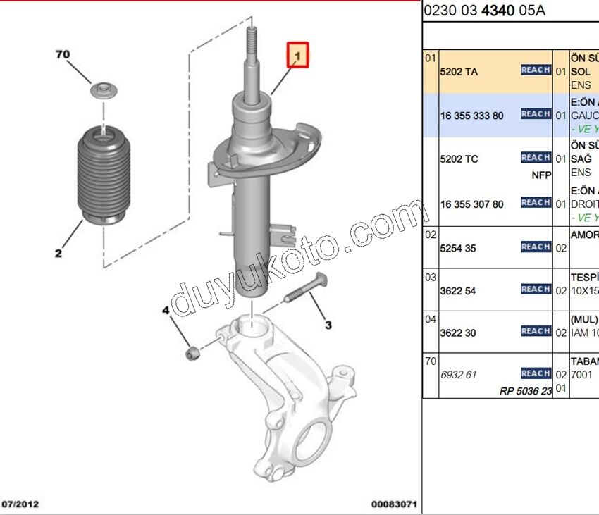 Ön Sol Amortisör C31 C2 47MM