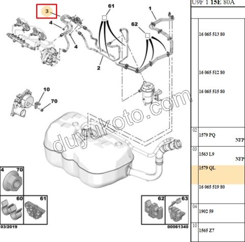 Yakıt Hortumu BORU Takım 3LU Plastik BXR3 EURO4 1358311080