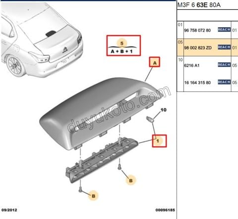 Peugeot 301 İlave 3. Fren / Stop Lambası UST Kapaklı TEK 2012/2016