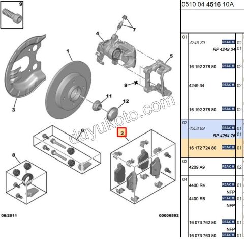 Fren Balatası Arka Tk P207 P3072