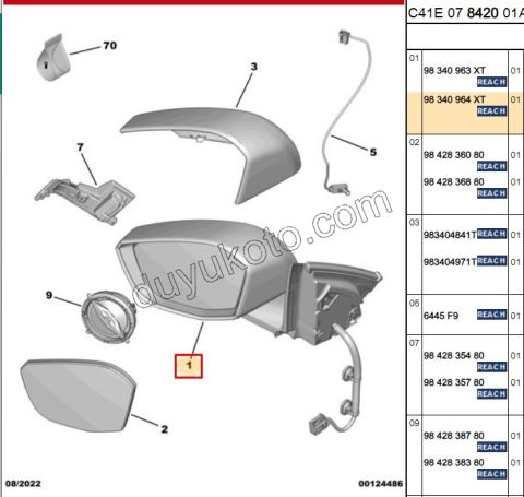 Citroen C4 Dikiz Aynası Sol 2020/2024