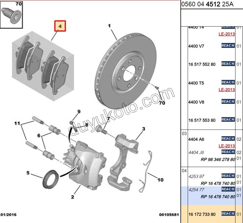 Fren Balatası Ön P30081 P50081 1.6VTi 120HP