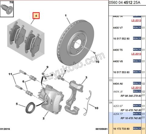 Fren Balatası Ön P30081 P50081 1.6VTi 120HP