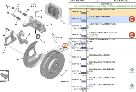 Fren Diski Arka Tk P3082 T9 249 CAP 10