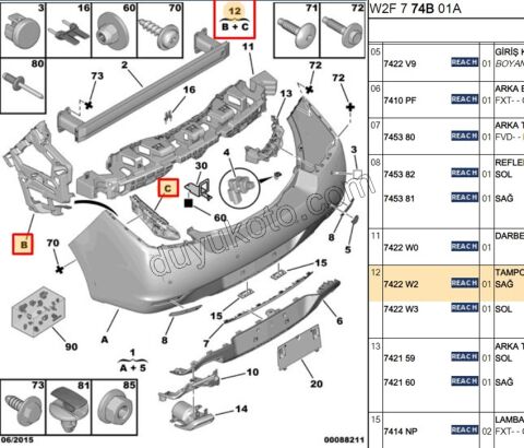 AYAK ARKA TAMPON KOSE YAN R P5081
