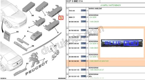 YAZI LOGO BLUE HDI ON PANJUR P5081 KROM + MAVI