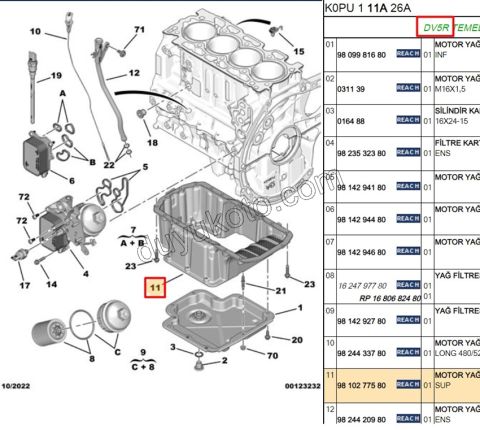 KARTER YAG UST ALUMINYUM EXP4 1.5HDİ Euro6 1.6HDİ Euro6 CU