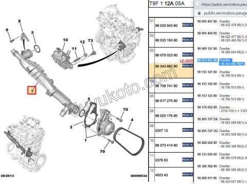Devirdaim (Su Pompası) Arka Borusu 1.2VTI 130HP