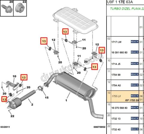 LASTIK EGZOZ BXR2 BXR3