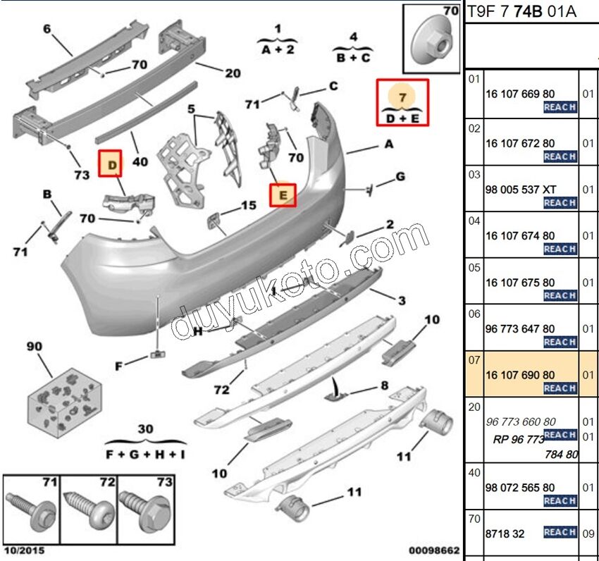 AYAK ARKA TAMPON YAN UST BUYUK TK P3082 STOP ALTI