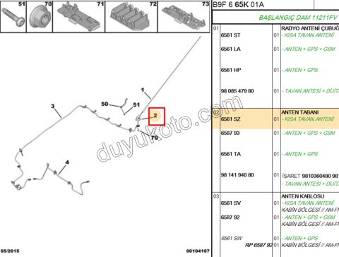 2019> Partner Rifter Berlingo Combo Doblo Proace City TABAN ANTEN PRT3