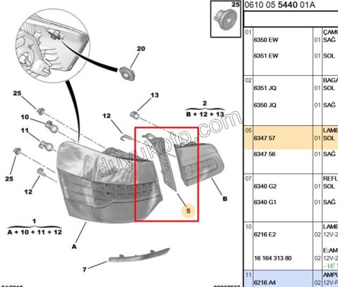 Stop Lambası Sol Kapağı C5 X7