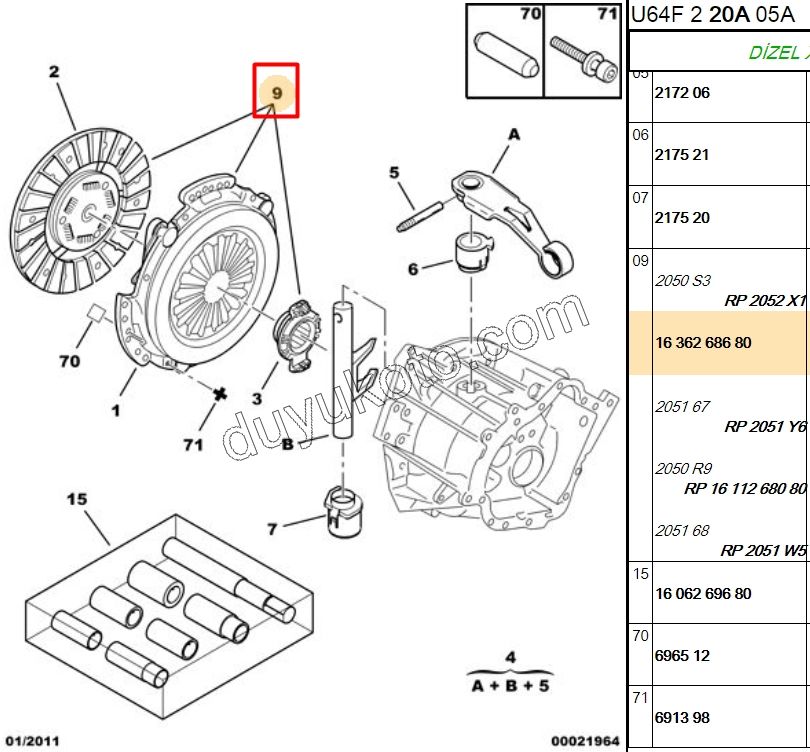 DEBRIYAJ SET 1.9D,E.M 97/98 BE3 EXP1 P405 P605 XN XU10J2