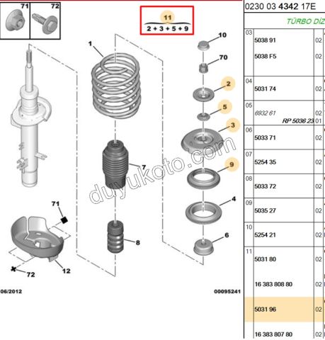 Ön Amortisör üst Takozu Kit  C2 C31 C32