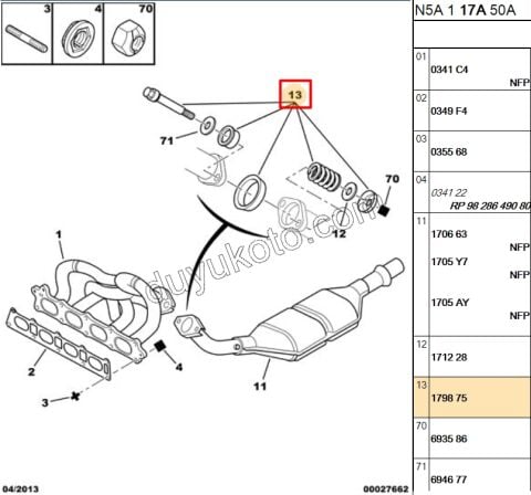 CONTA EGZOZ HALKA XU0J4RS P306GTI P406 P206 BXR