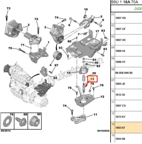 SAPLAMA CIVATA L MOTOR TAKOZ DV6 1.6İ 16V Benzinli EC5 EW10J4