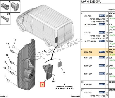 Boxer Jumper Ducato Arka Tampon Reflektör Lambası Sağ 2007/2015    Duysuz