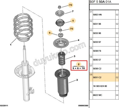 Ön Amortisör üst Takozu Kit  P107