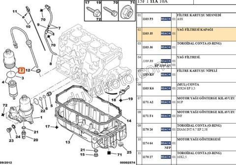Yağ Filtre Kapağı 1.6İ 16V Benzinli YM1.4İ