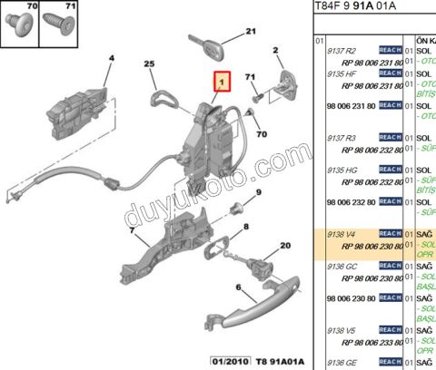 KILIT KAPI IC ON L P30081 P50081