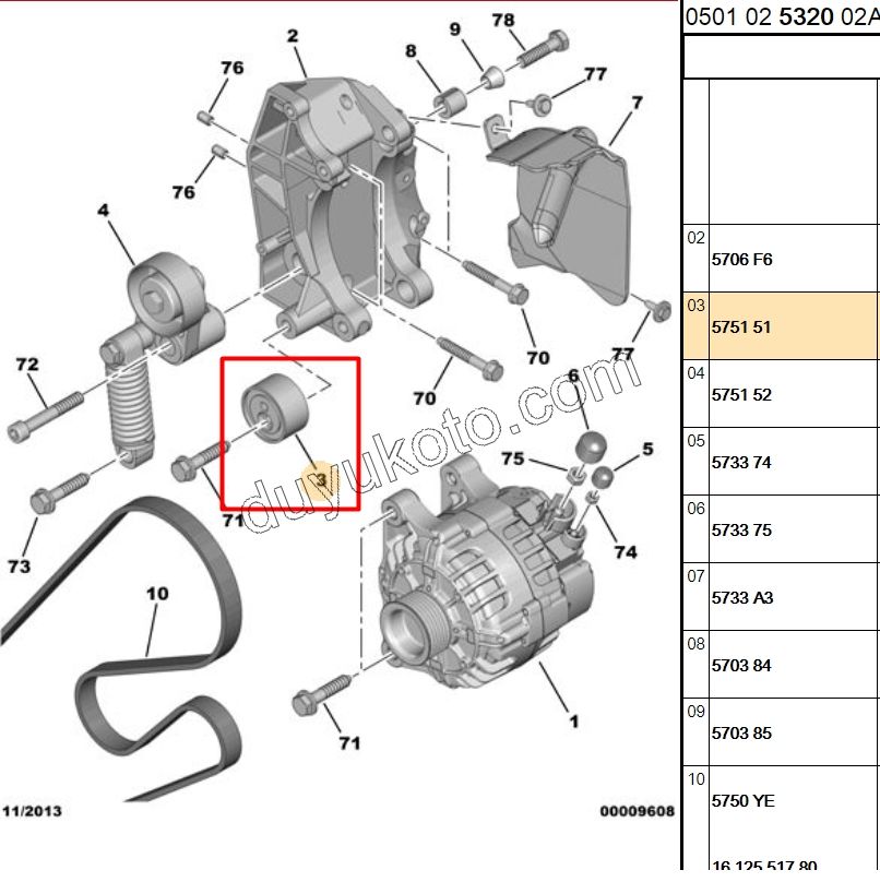 Alternatör (V Kayış) Gergi Rulmanı Sac  (Klimalı)  BYK P206 123259.1
