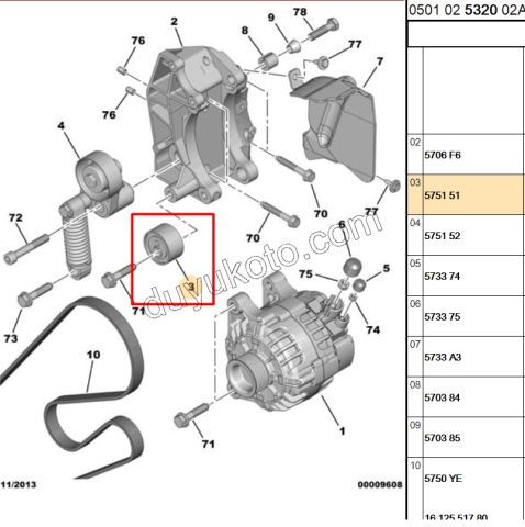 Alternatör (V Kayış) Gergi Rulmanı Sac  (Klimalı)  BYK P206 123259.1