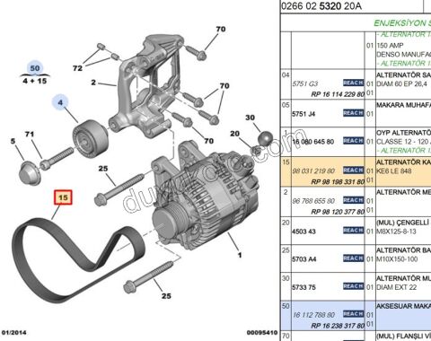 Alternatör V Kayışı 6PK0848 EB2 S&S--