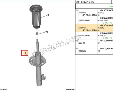 Ön Sağ Amortisör P107 1.0CC
