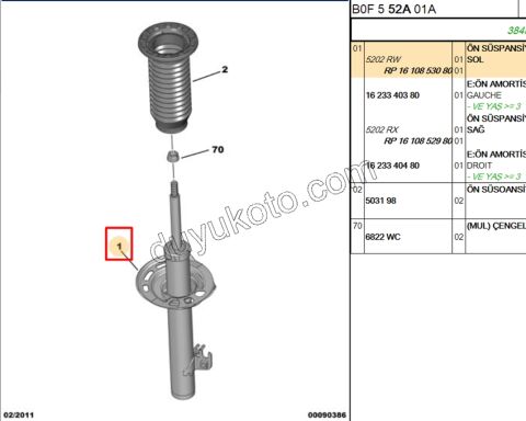 Ön Sol Amortisör P107 1.0CC
