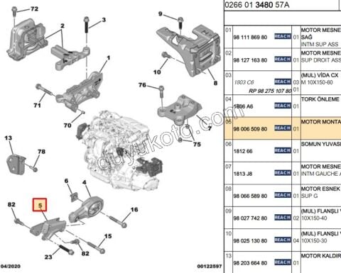 AYAK SAC SANZIMAN TAKOZ P207 P1007 P301 1.5HDİ Euro6