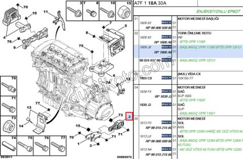 TAKOZ MOTOR ALT KULAK SANZIMAN P207 P2081 P301 9673005780 9802483780
