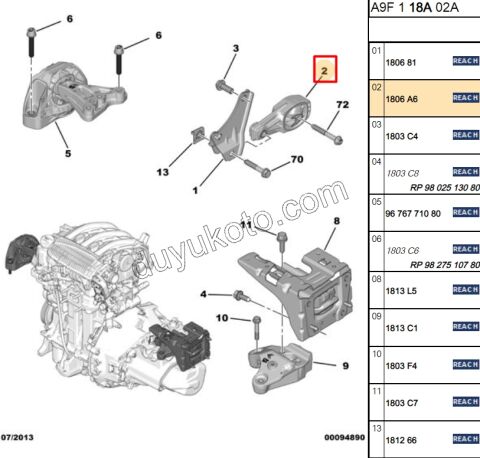 TAKOZ MOTOR ALT KULAK SANZIMAN P207 P2081 P301 9673005780 9802483780