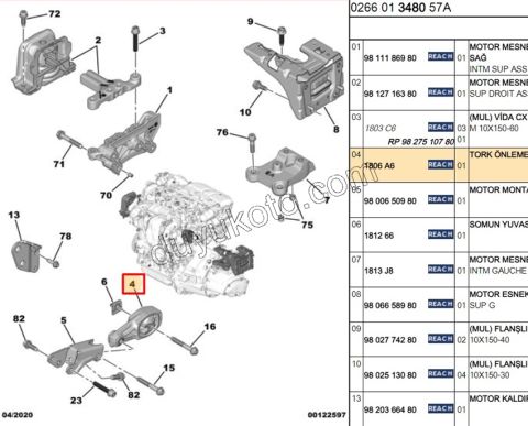 TAKOZ MOTOR ALT KULAK SANZIMAN P207 P2081 P301 9673005780 9802483780