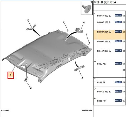 Tavan Döşeme Kaplaması P301 ON + ARKA LAMBA+