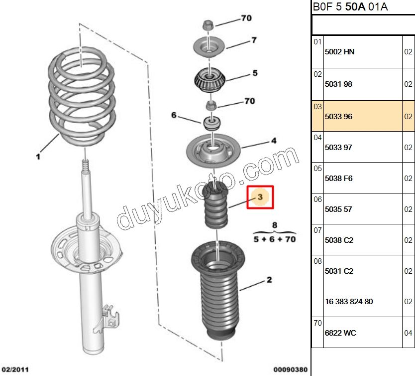 Ön Amortisör üst Takozu   Armut P107 1.0CC