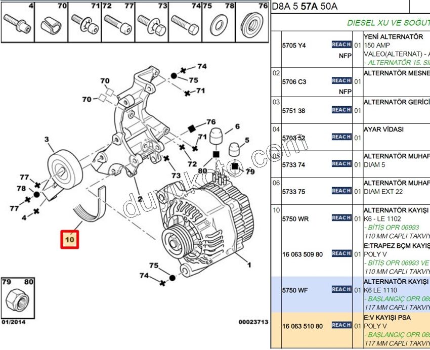 Alternatör V Kayışı 6PK1110 PRT1 1.9D,E.M 97/98