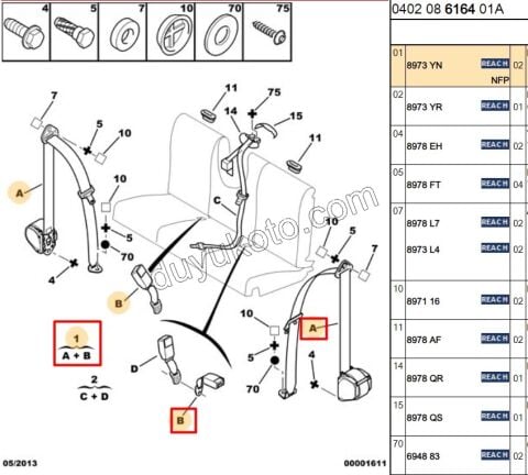 EMNIYET KEMERI ARKA R/L PRT1 PRT2 TOKA YOK